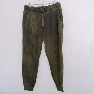 Hand Tie Dyed Puma Sweat Pants Women’s Joggers Large Army Green Gold Bleached L